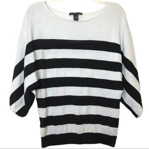 INC International Concepts Black Silver Striped Dolman Sleeve Top Size S